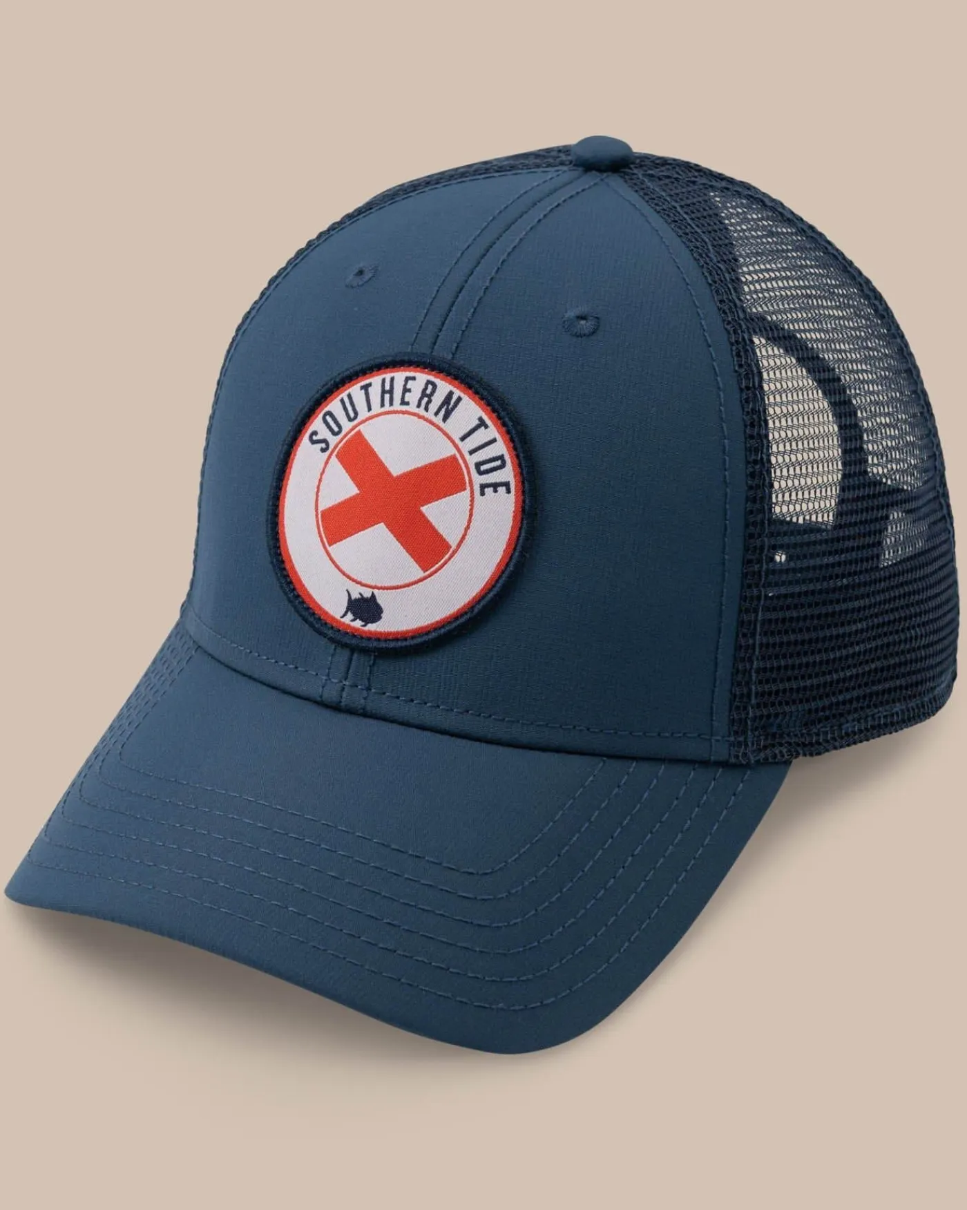 Flash Sale Southern Tide Alabama Patch Performance Trucker Hat Seven Seas Blue