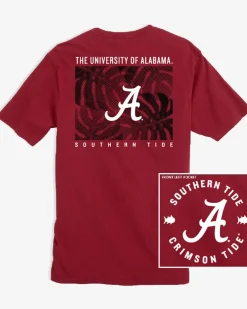 Clearance Southern Tide Alabama Tide Halftone Monstera T-Shirt Crimson