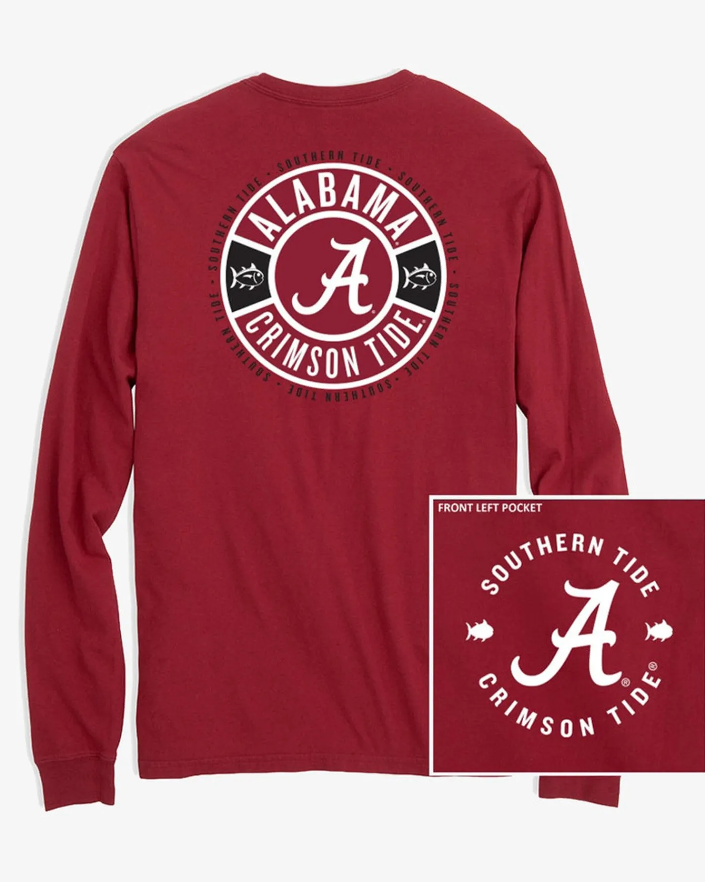 Cheap Southern Tide Alabama Tide Ring Badge T-Shirt Crimson