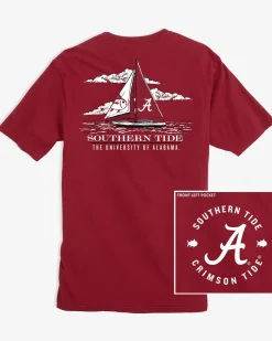 Discount Southern Tide Alabama Tide Skipjack Sailing T-Shirt Crimson