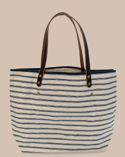 Best Sale Southern Tide All Day Stripe Tote Navy