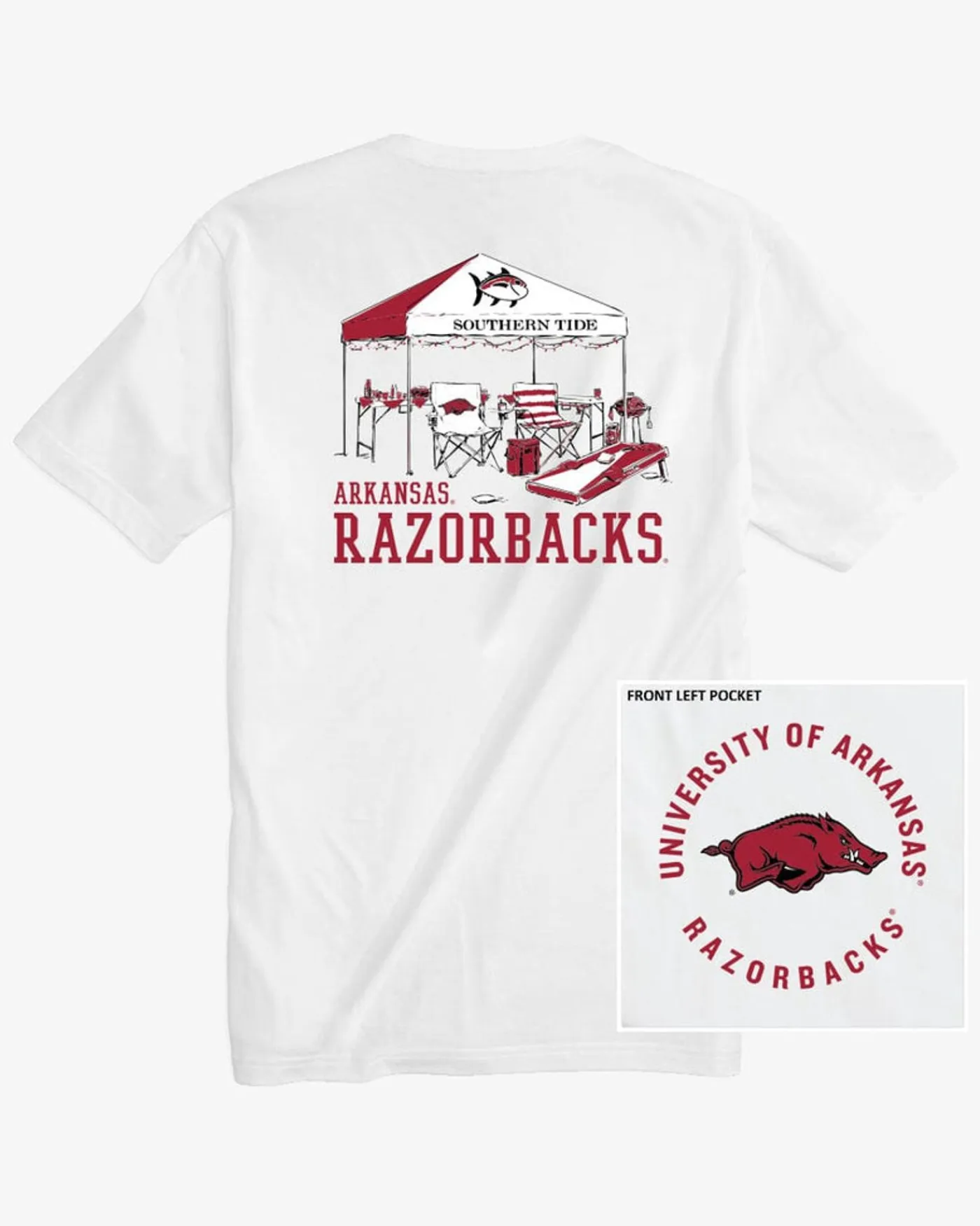 Store Southern Tide Arkansas Razorbacks Tailgate Time T-Shirt Classic White