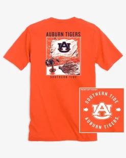 Online Southern Tide Auburn Tigers Fishing Flag T-Shirt Endzone Orange