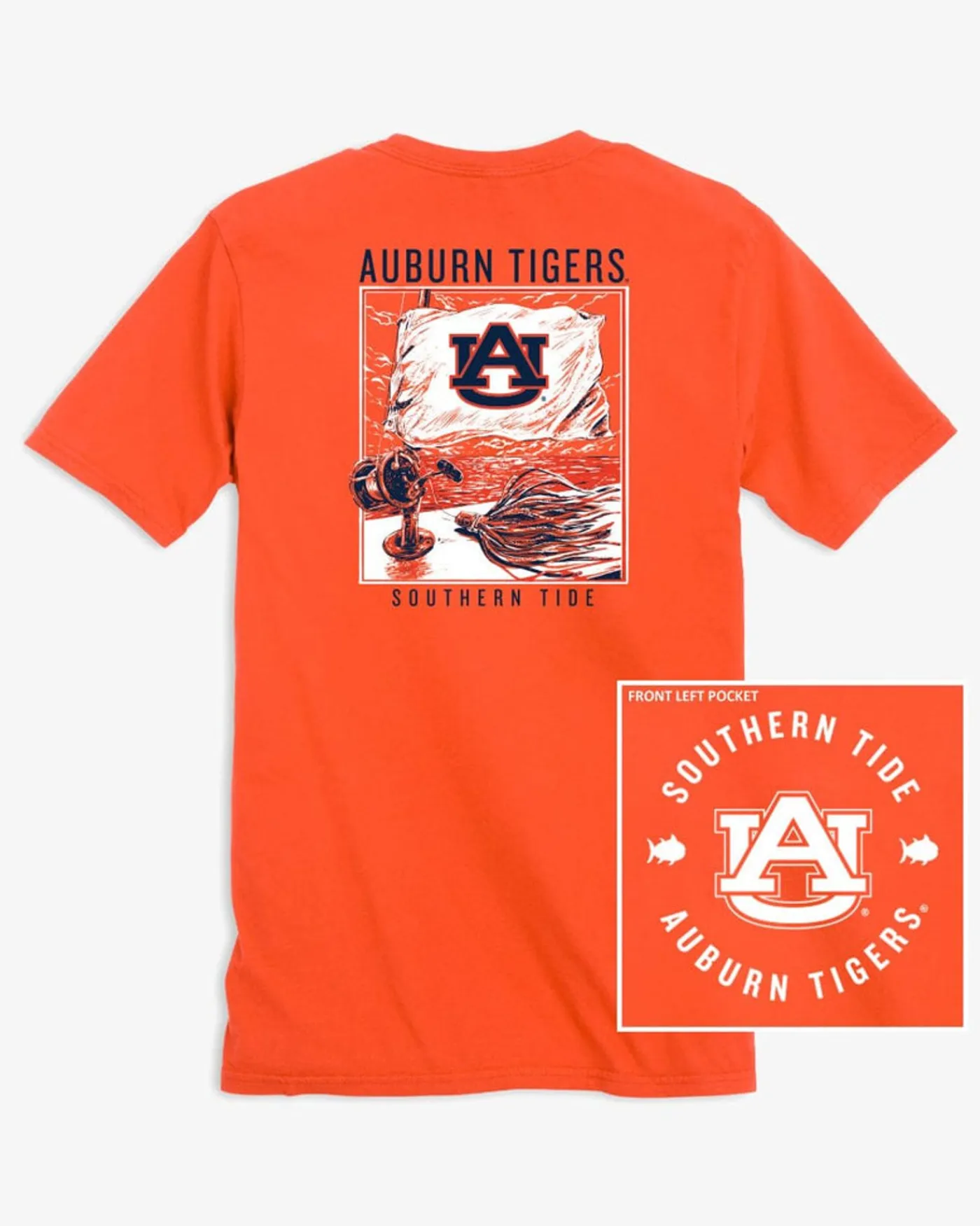 Online Southern Tide Auburn Tigers Fishing Flag T-Shirt Endzone Orange
