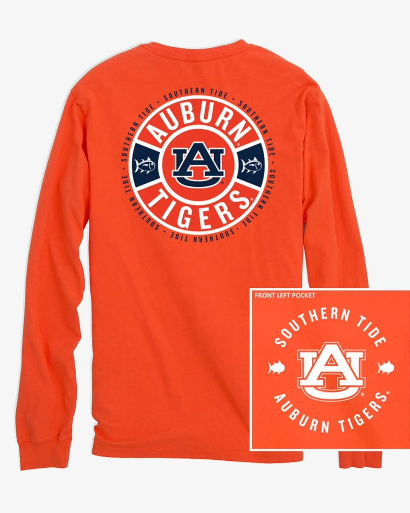 Best Southern Tide Auburn Tigers Ring Badge T-Shirt Endzone Orange