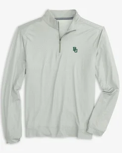 Cheap Southern Tide Baylor Bears Pine Ridge Print Cruiser Quarter Zip Pullover Steel Grey