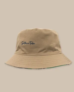 Cheap Southern Tide Beach Blooms Reversible Bucket Hat Khaki