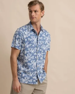 Hot Southern Tide Beachcast Island Blooms Knit Short Sleeve Sport Shirt