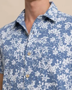 Hot Southern Tide Beachcast Island Blooms Knit Short Sleeve Sport Shirt