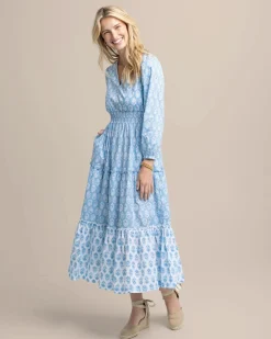 Hot Southern Tide Blaire Garden Variety Printed Maxi Dress Clearwater Blue