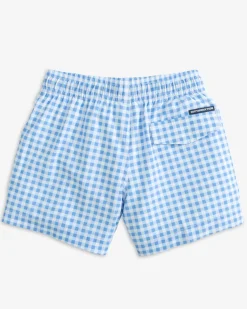 Shop Southern Tide Boys Baldwin Gingham Printed Swim Trunk Ocean Channel
