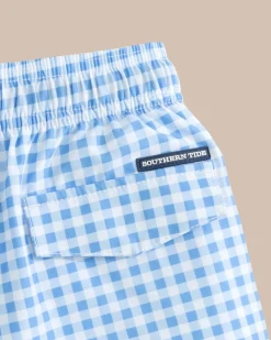 Shop Southern Tide Boys Baldwin Gingham Printed Swim Trunk Ocean Channel