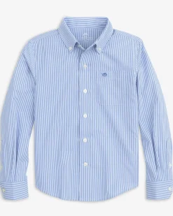 Online Southern Tide Boys Bengal Stripe Intercoastal Sport Shirt Cobalt Blue