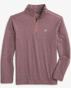 Online Southern Tide Boys Cruiser Heather Micro-Stripe Quarter Zip Pullover