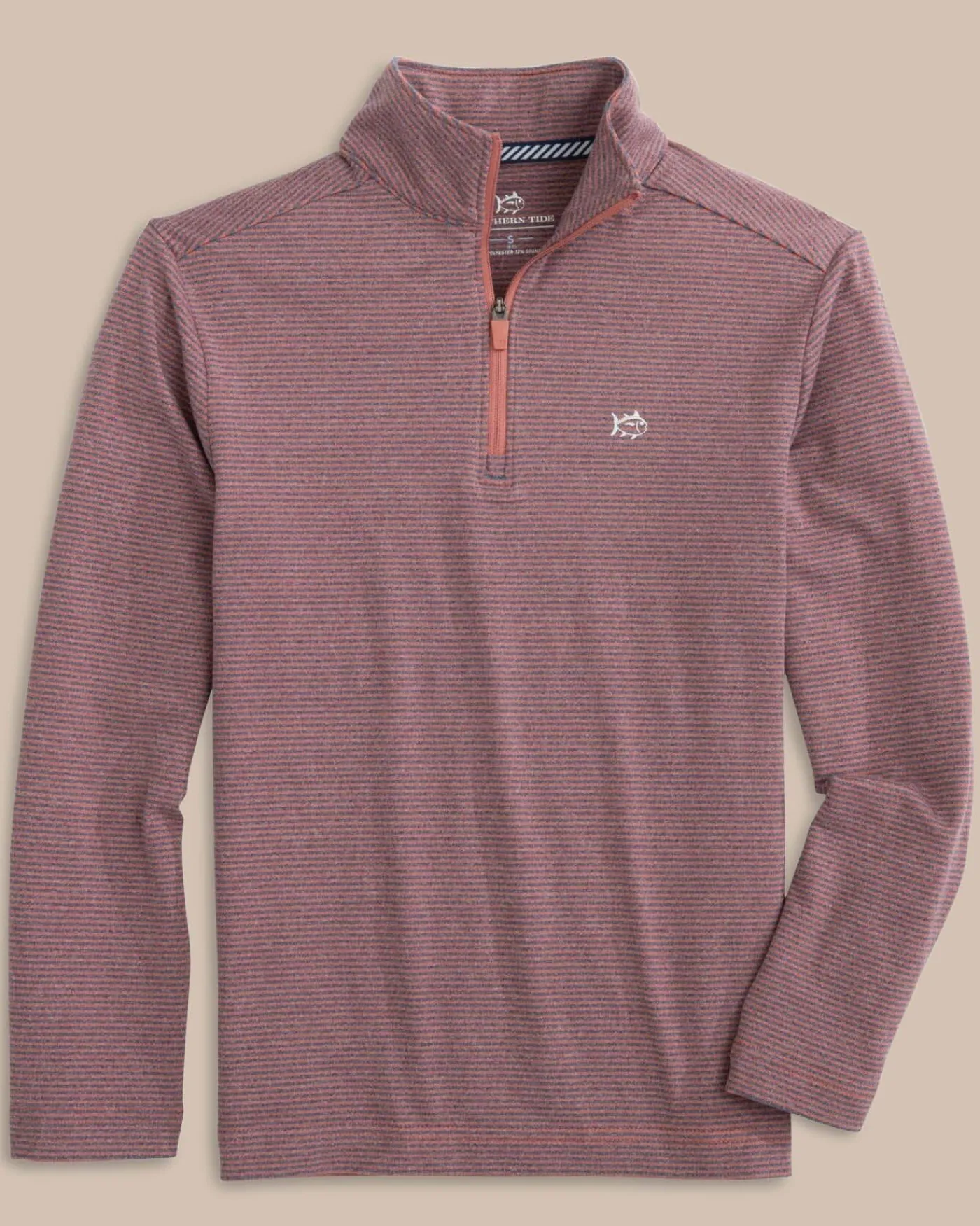 Online Southern Tide Boys Cruiser Heather Micro-Stripe Quarter Zip Pullover