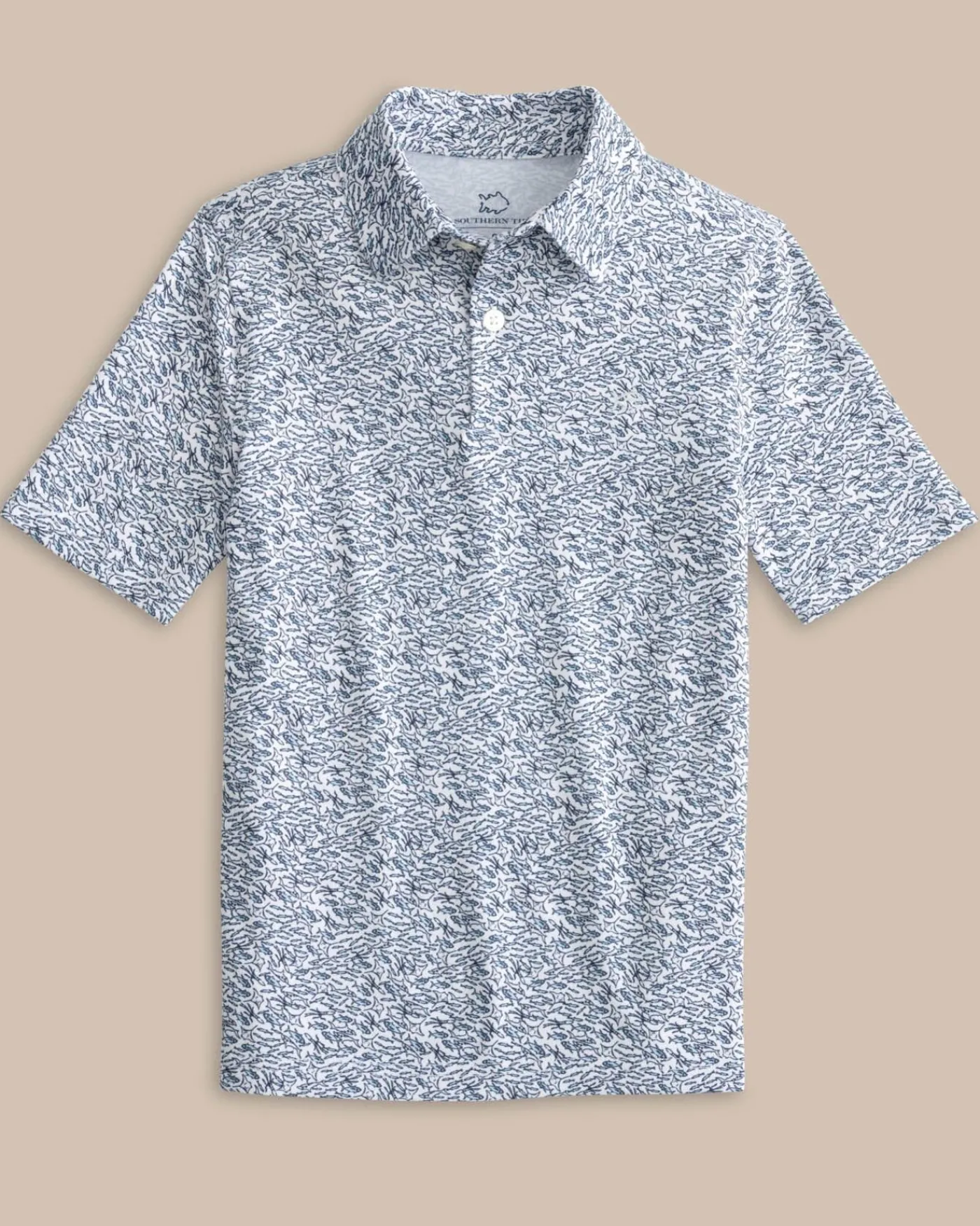 Store Southern Tide Boys Driver Schooling Fish Polo Shirt Classic White