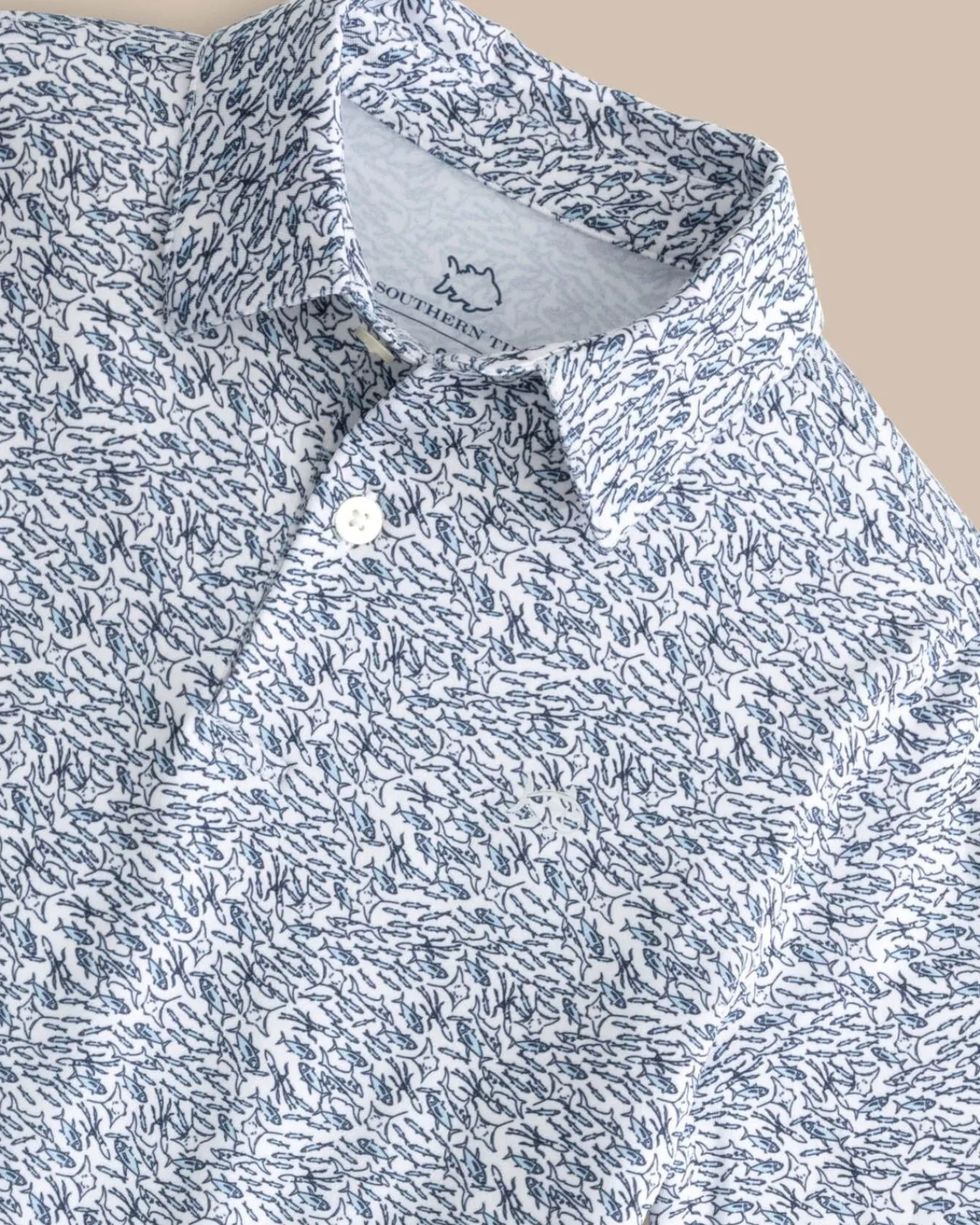 Store Southern Tide Boys Driver Schooling Fish Polo Shirt Classic White