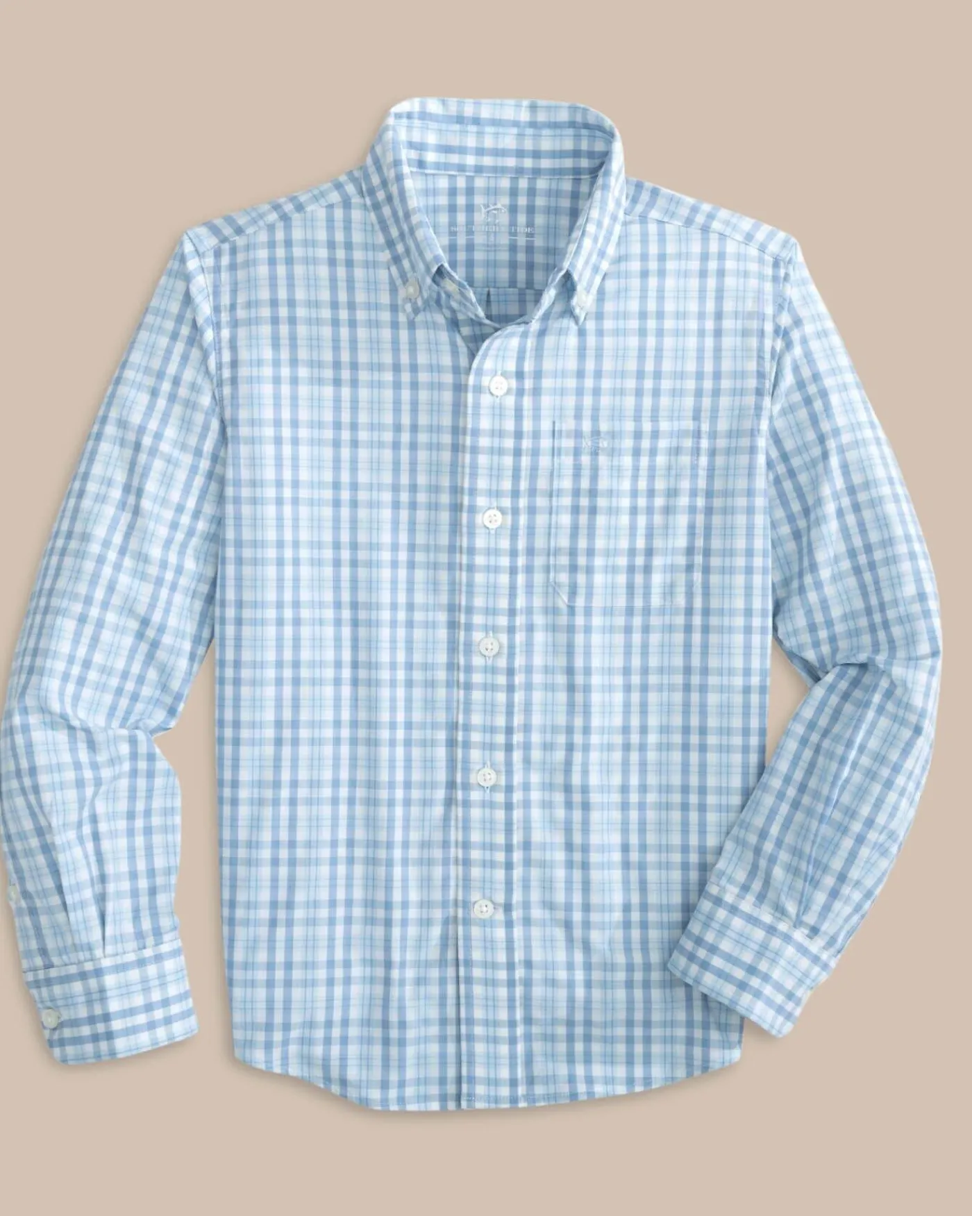 Online Southern Tide Boys Haywood Plaid Intercoastal Long Sleeve Sport Shirt Dream Blue