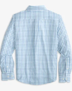 Online Southern Tide Boys Haywood Plaid Intercoastal Long Sleeve Sport Shirt Dream Blue