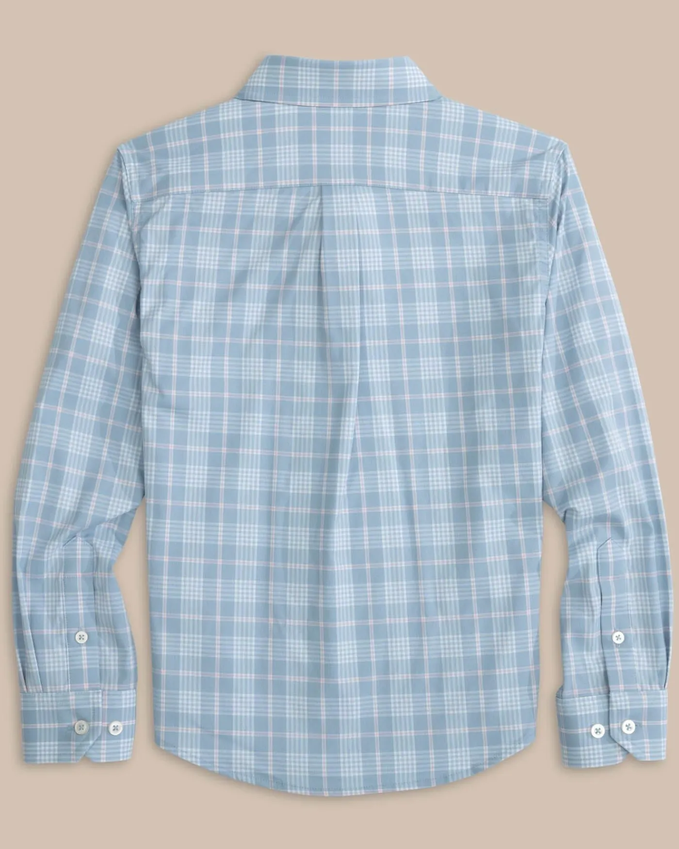 Online Southern Tide Boys Intercoastal Primrose Plaid Long Sleeve Sport Shirt Subdued Blue