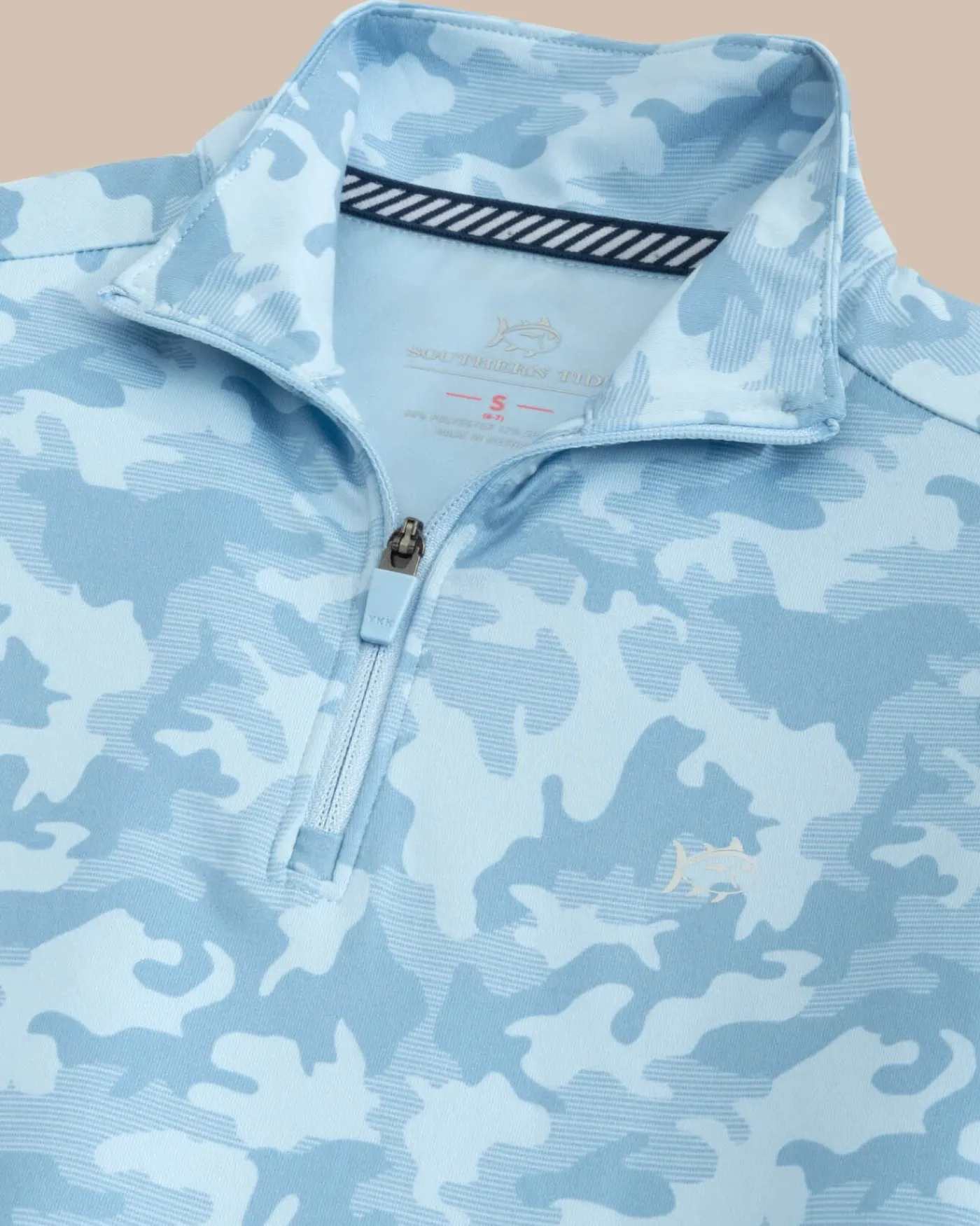 Best Sale Southern Tide Boys Island Camo Print Cruiser Quarter Zip