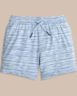 Store Southern Tide Boys Ocean Water Stripe Swim Trunk Subdued Blue