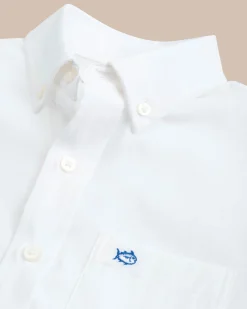 Hot Southern Tide Boys Solid Intercoastal Button Down Shirt Classic White