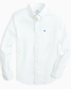 Hot Southern Tide Boys Solid Intercoastal Button Down Shirt Classic White