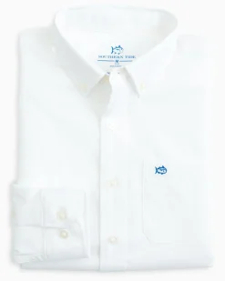 Hot Southern Tide Boys Solid Intercoastal Button Down Shirt Classic White