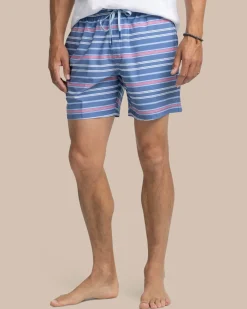 Fashion Southern Tide Breton Stripe Swim Trunk Coronet Blue