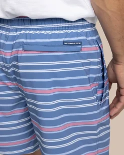 Fashion Southern Tide Breton Stripe Swim Trunk Coronet Blue