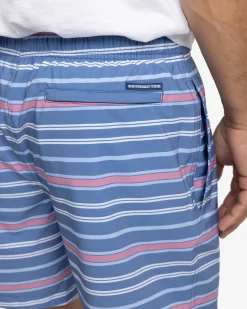 Fashion Southern Tide Breton Stripe Swim Trunk Coronet Blue