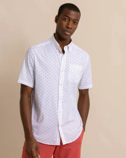 Shop Southern Tide Brrr° Intercoastal Beach Voyager Short Sleeve Sport Shirt Classic White