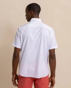 Shop Southern Tide Brrr° Intercoastal Beach Voyager Short Sleeve Sport Shirt Classic White
