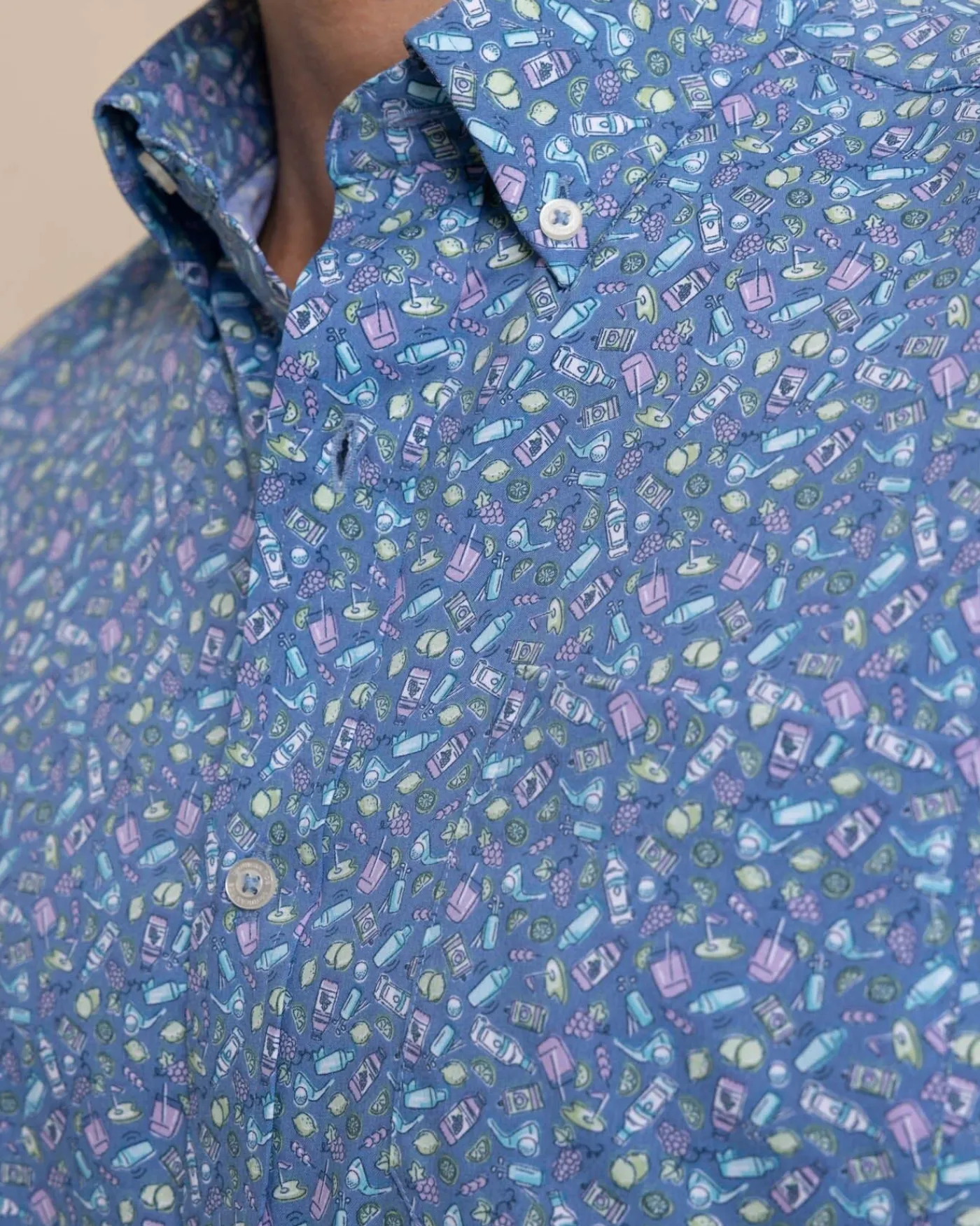 Store Southern Tide Brrr° Intercoastal Dazed And Transfused Short Sleeve Sport Shirt Coronet Blue