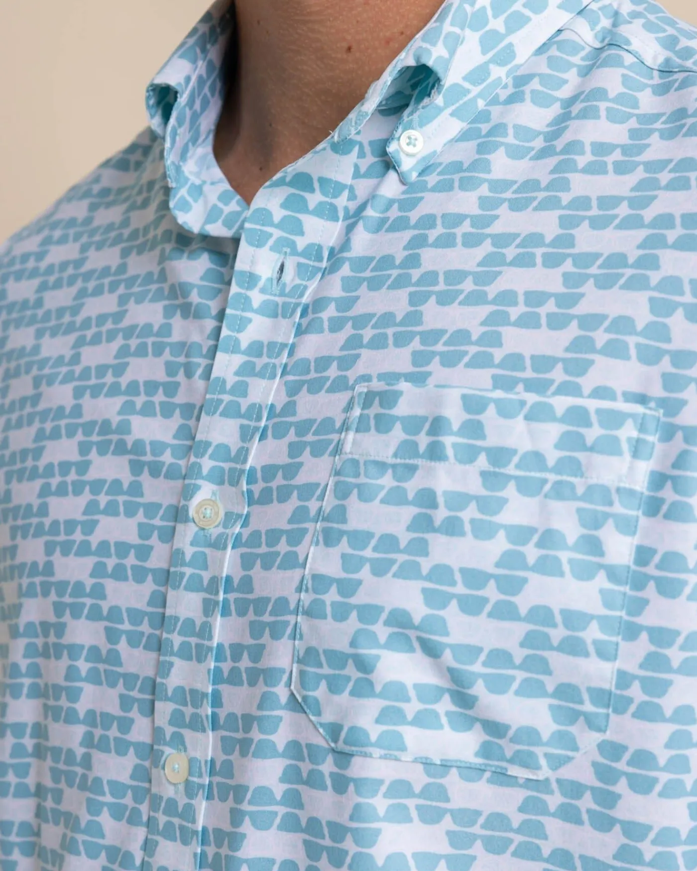 Outlet Southern Tide Brrr° Intercoastal Heather Stay Shady Short Sleeve Sport Shirt Heather Wake Blue