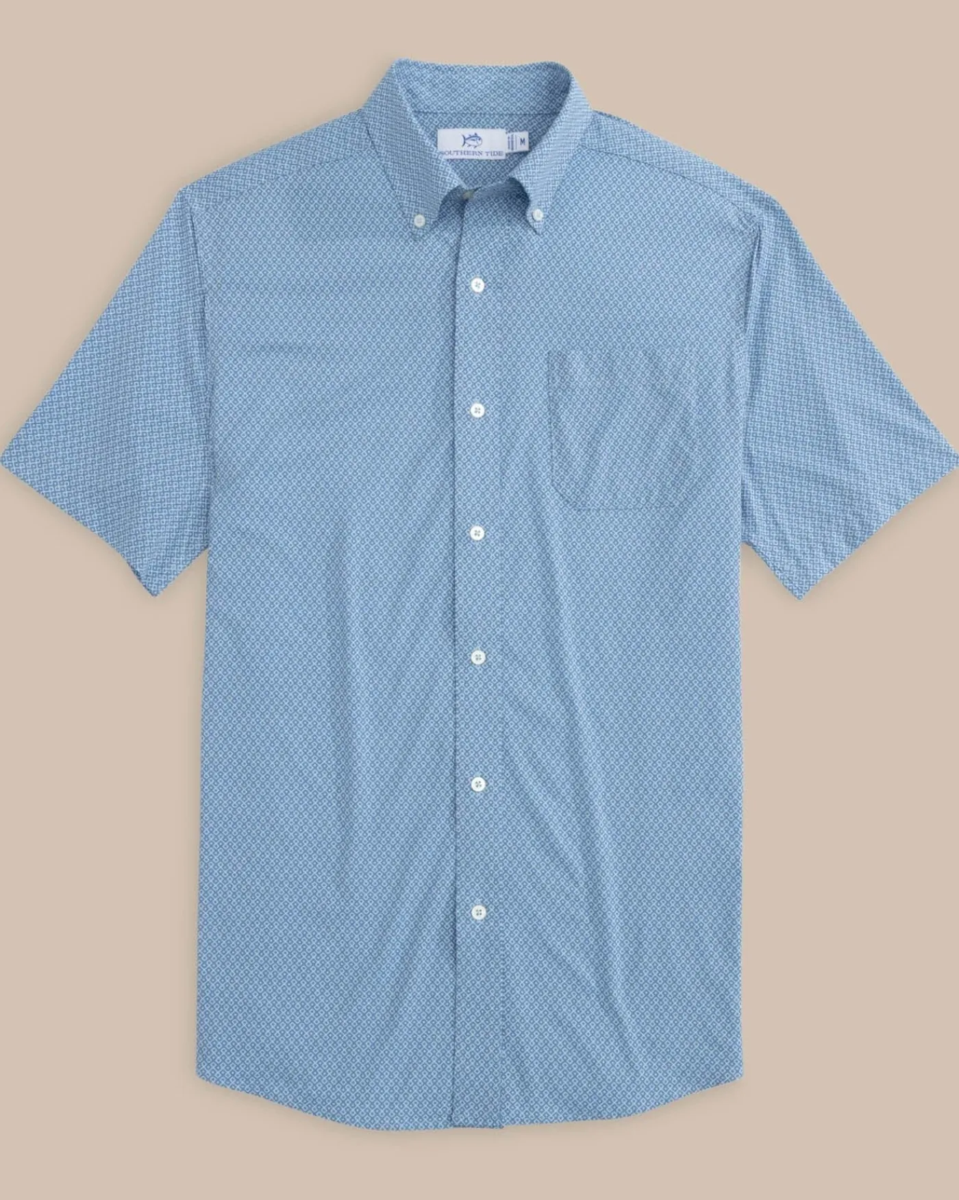 Discount Southern Tide Brrr° Intercoastal Retro Geo Short Sleeve Sport Shirt Coronet Blue