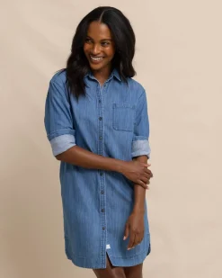 Store Southern Tide Cam Denim Dress Medium Wash Indigo