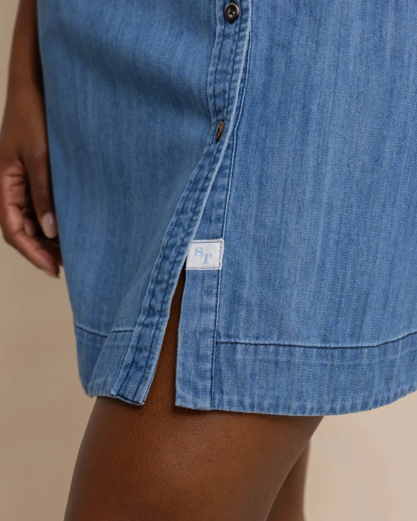 Store Southern Tide Cam Denim Dress Medium Wash Indigo