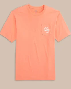 New Southern Tide Caps Off Badge Short Sleeve T-Shirt Desert Flower Coral