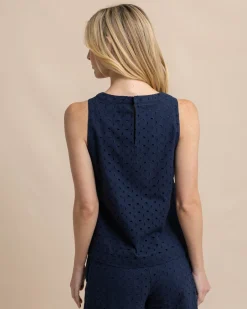 Shop Southern Tide Carissa Eyelet Top Dress Blue