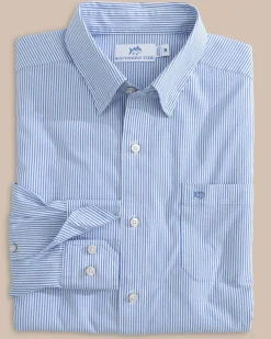 Flash Sale Southern Tide Charleston Granby Stripe Long Sleeve Sport Shirt Cobalt Blue
