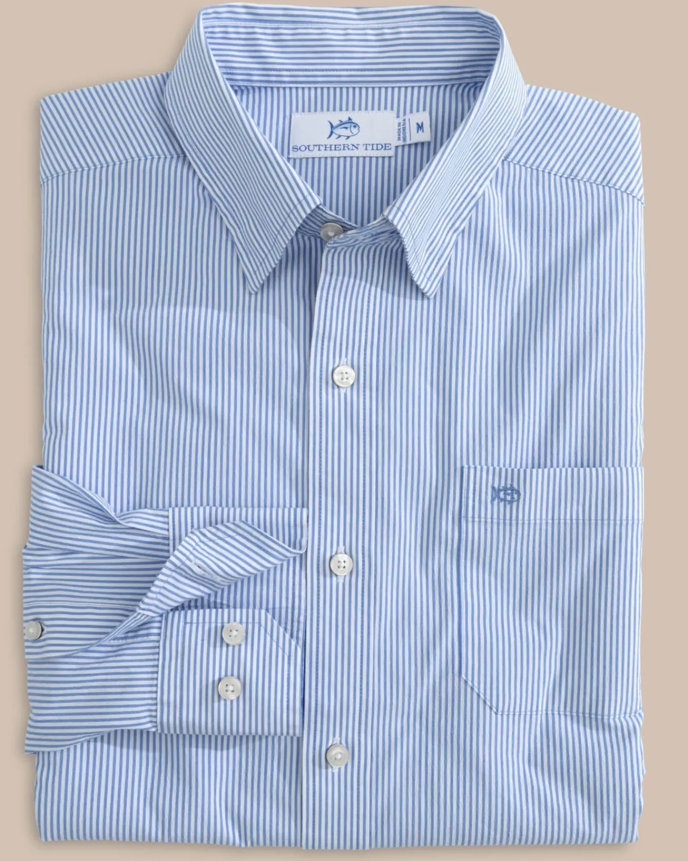 Flash Sale Southern Tide Charleston Granby Stripe Long Sleeve Sport Shirt Cobalt Blue