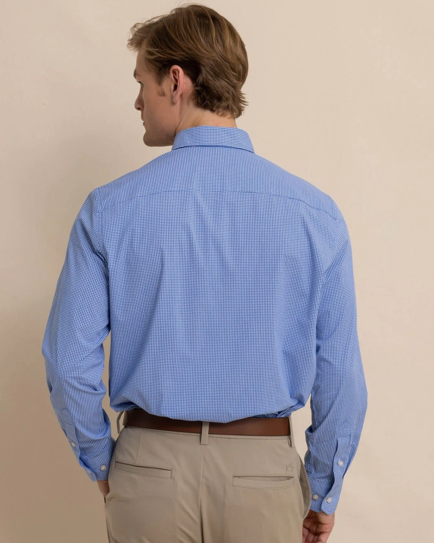 Cheap Southern Tide Charleston Parkwood Micro-Gingham Long Sleeve Sport Shirt Cobalt Blue