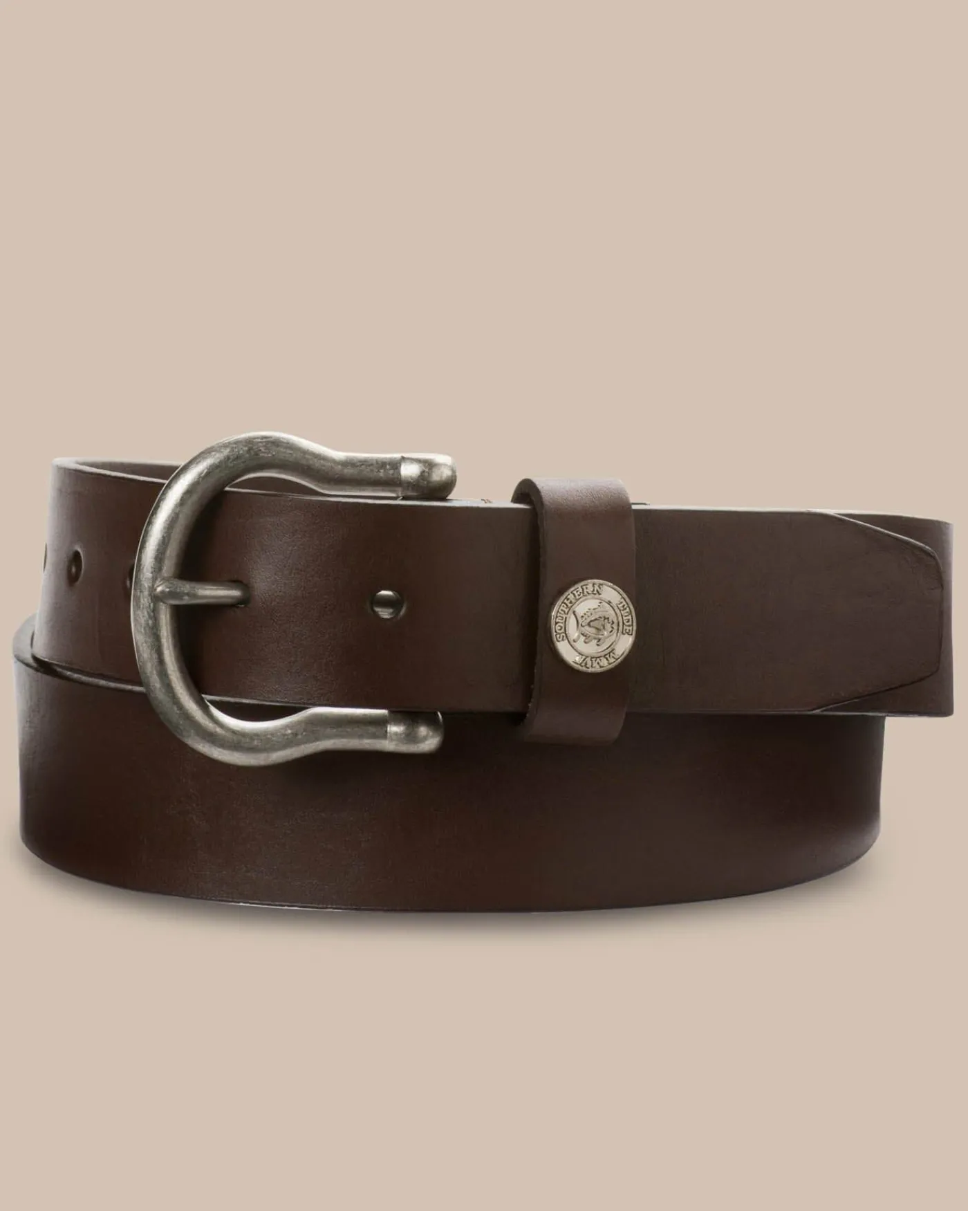 Hot Southern Tide Classic Leather Belt Dark Brown