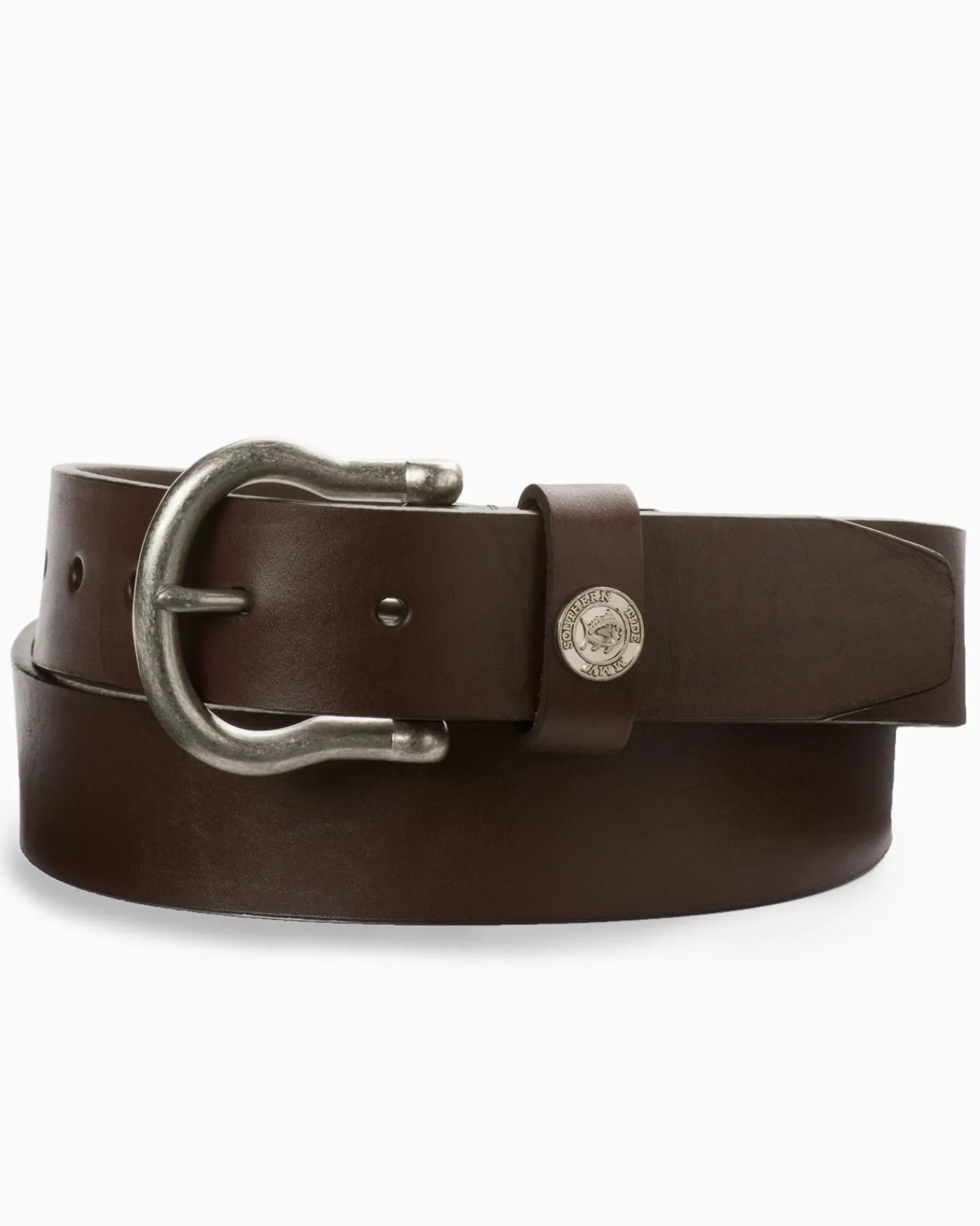 Hot Southern Tide Classic Leather Belt Dark Brown
