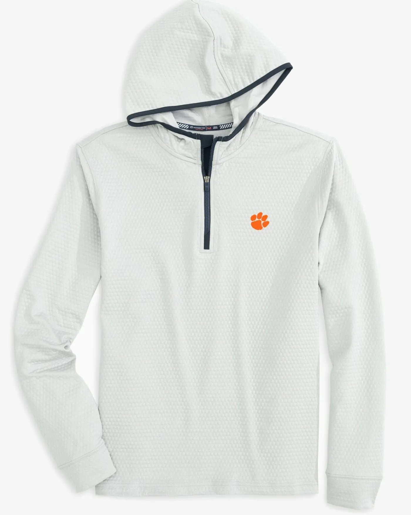 Best Sale Southern Tide Clemson Tigers Scuttle Heather Quarter Zip Hoodie Heather Slate Grey