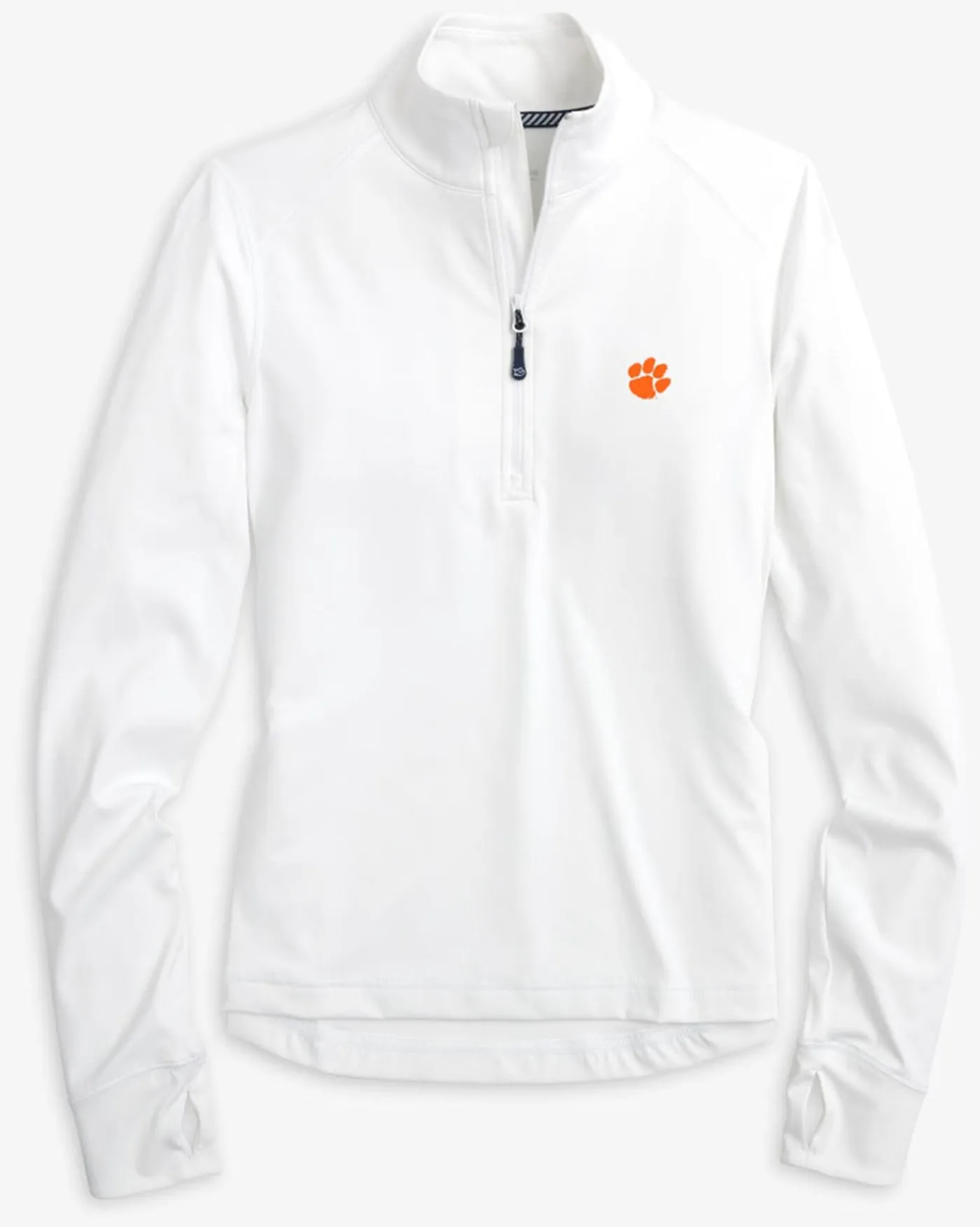Sale Southern Tide Clemson Tigers Women'S Runaround Quarter Zip Pull Over Classic White