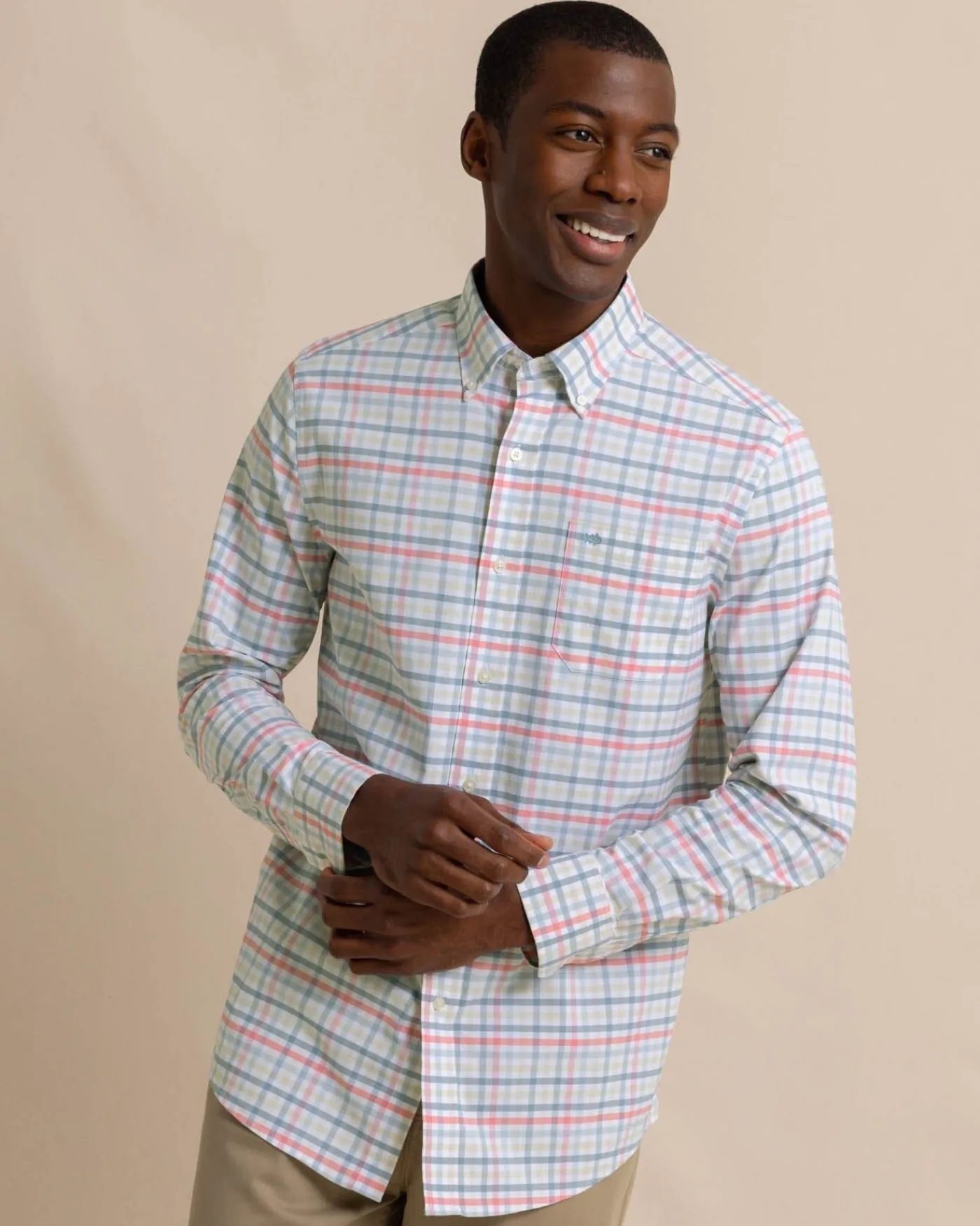 Cheap Southern Tide Coastal Passage Pelham Gingham Long Sleeve Sport Shirt