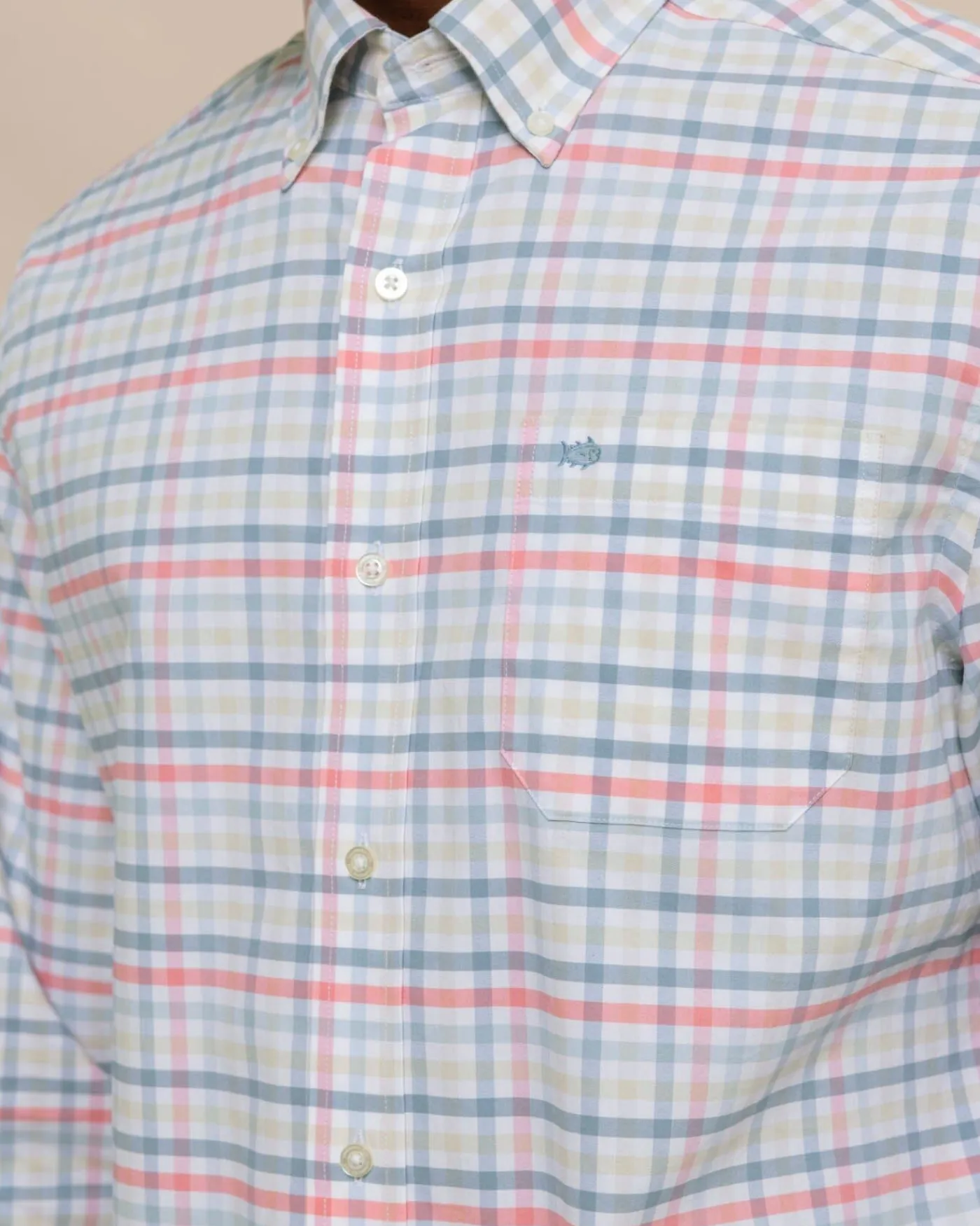 Cheap Southern Tide Coastal Passage Pelham Gingham Long Sleeve Sport Shirt